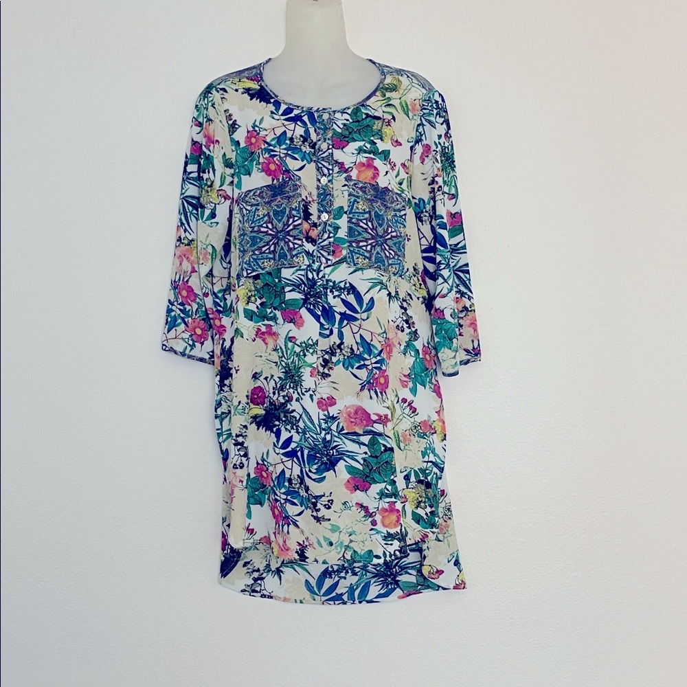 Anthropologie Fig and Flower Floral Tunic Top